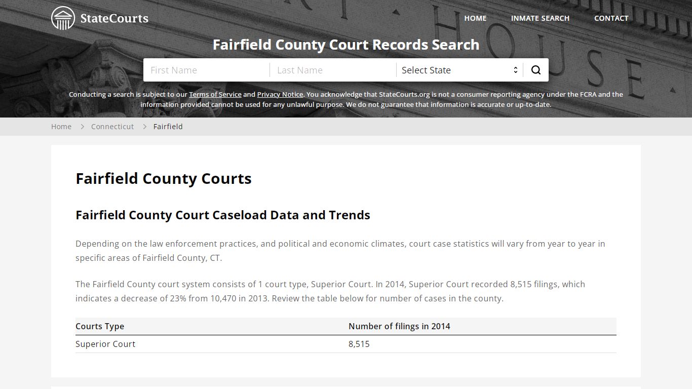 Fairfield County, CT Courts - Records & Cases - StateCourts