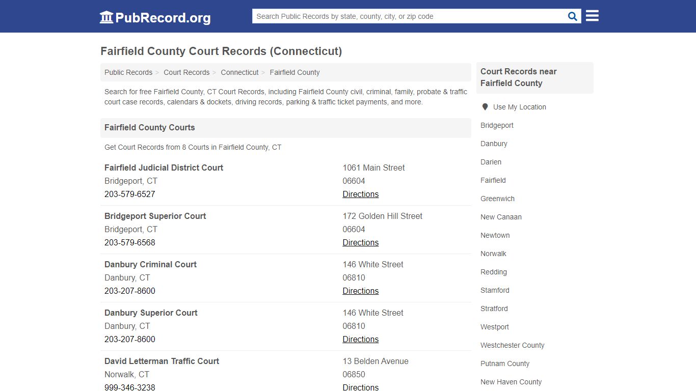 Fairfield County Court Records (Connecticut) - PubRecord.org