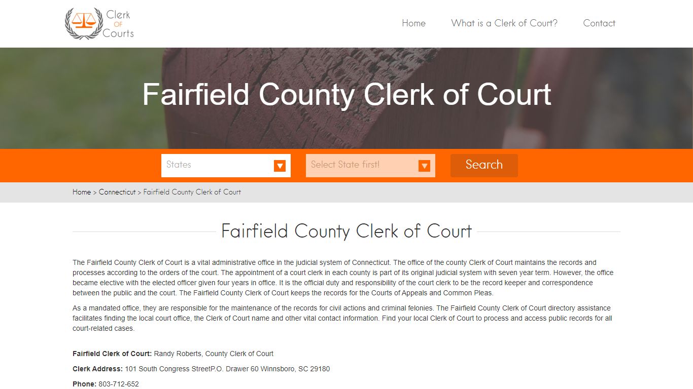 Fairfield County Clerk of Court